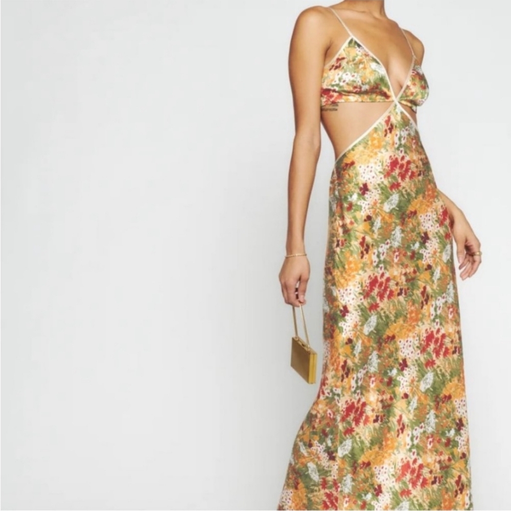 NWT Reformation Poppies Sojourn Silk Dress - Picture 1 of 10